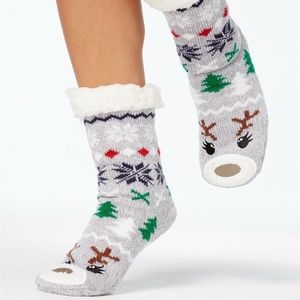 Charter Club Fleece Gripper Slipper Socks Reindeer